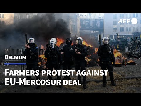 Video | 'No to Mercosur': Farmers and police clash in Brussels during protest against trade deal | AFP