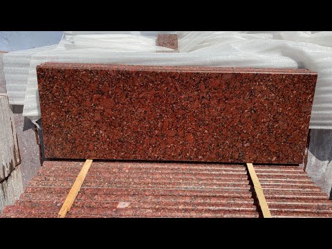 Flamed block apple red granite stone, for wall tile, thickne...