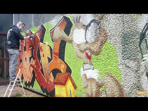 BILL / Graffiti Spray on rough Concrete / Boule & Bill Fan Art / Funky Dog Style / Making Of /