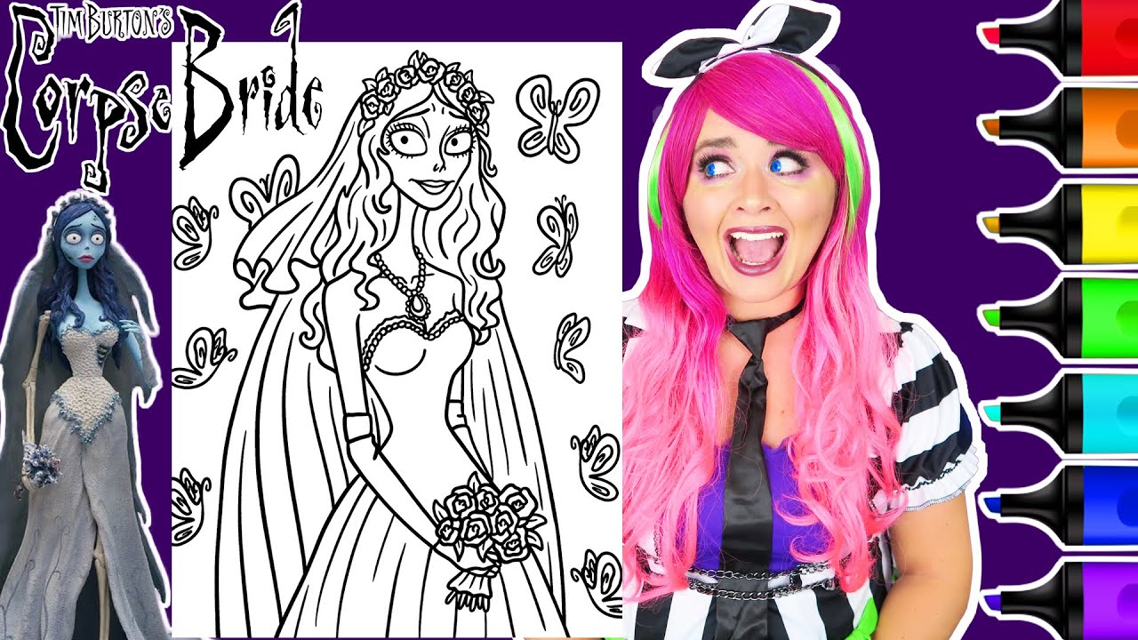 Coloring Corpse Bride Emily Halloween Coloring Page | Ohuhu Art Markers