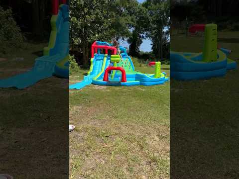 Setting up the inflatable water park. Quick Review
