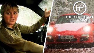 Sabine Schmitz test drives a 911 in the snow |  Fifth Gear Europe Episode 9 FULL Show