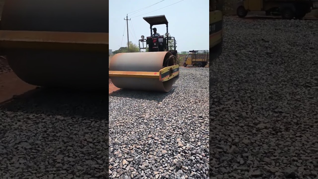 rolling on surface course before applying of binder.construction of bituminous road #excavator #bgmi