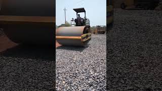 rolling on surface course before applying of binder.construction of bituminous road #excavator #bgmi