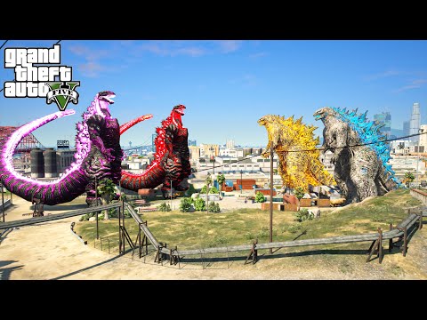 Team Godzilla 2021 vs Team Shin Godzilla 2016 - Epic Fight Moment ( GTA V Mods )