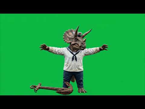 Triceratops dinosaur and marine anchor 4K green screen #vfxassets #greenscreen