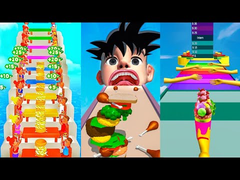 Sandwich Runner vs Pancake Run vs Popsicle Stack android ios All Level Game || Apple Gaming