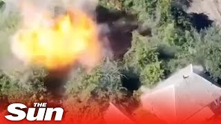 Russian base and tanks BLOWN UP by Ukrainian 'Avoz special forces'