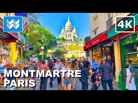 [4K] Montmartre (Sacre Coeur) Paris France 🇫🇷 2022 Walking Tour Vlog & Vacation Travel Guide 🎧