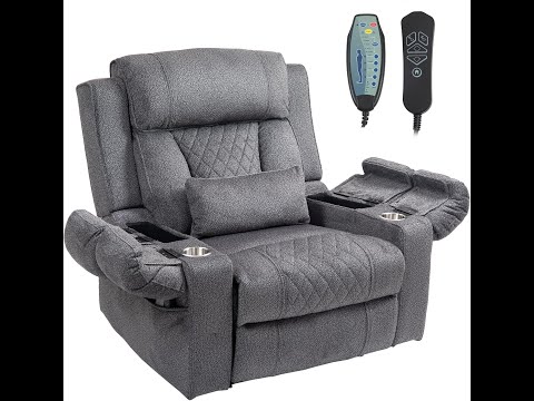 Oversized Power Lift Recliner Chair with Massage and Heat for Elderly Overstuffed Wide Recliner Chair with Metal Cup Holders for Living Room Bedroom Home Theater(Brown) video review thumbnail
