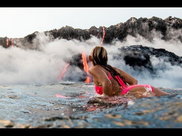 Alison Teal Tries Surfing Hawaii Volcano Eruption