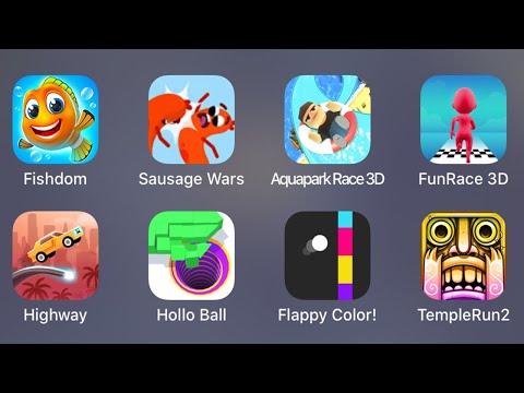 Fishdom, Sausage Wars, Fun Race 3D, Highway, Hollo Ball, Flappy Color!, Temple Run 2 - iPad Gameplay