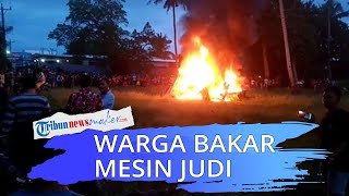 Resah dengan Keberadaan Lokasi Perjudian, Warga di Kecamatan Pantai Labu Ngamuk dan Bakar Mesin Judi
