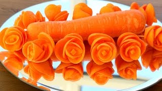 Art In Carrot Rose Flower | Vegetable Carving Garnish | Food Decoration | Party Garnishing Art In Carrot Rose Flower | Vegetable Carving Garnish | Food Decoration | Party Garnishing