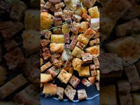 The ONLY Homemade Crouton Recipe You Need! (5-Min Hack + Perfect Crunch Secret!) #shorts