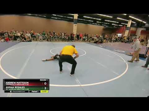85-90 Lbs Round 1 - Andrew Matteson, Stephenville Wrestling Club Vs Sophia Rosales, All American W