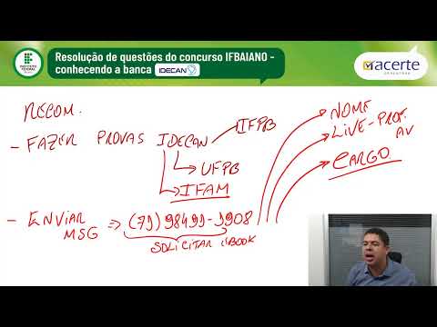 Resolução de Questões - Banca Idecan - IFBAIANO - Prof. Alan Vinícius e Acerte Concursos