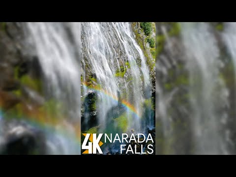 4K Narada Falls, Mount Rainier - Vertical Video - 2 Hours of Nature Scenery for iPhones and Tablets