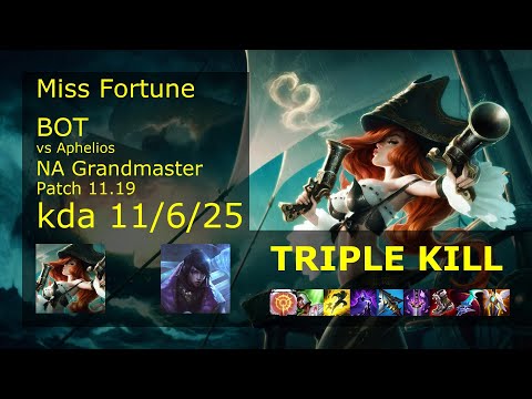 Miss Fortune ADC vs Aphelios - NA Grandmaster 11/6/25 Patch 11.19 Gameplay
