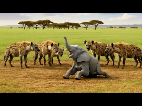 Samotny słoń otoczony przez stado hien — zobacz, kto przyszedł na ratunek