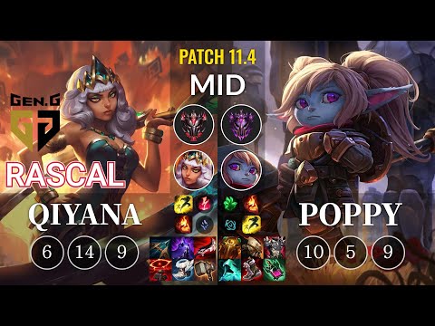 GEN Rascal Qiyana vs Poppy Mid - KR Patch 11.4