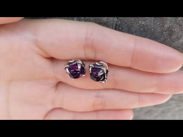 Vídeo relacionado con ZLING Pendientes De Tuerca De Amatista con Garra De Dragón De Plata De Ley 925, Pendientes Punk Góticos con Garra De Águila, Pendientes De Piercing, Joyería