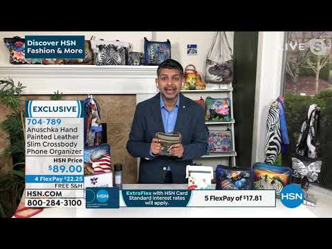 Anuschka – Schlanke Crossbody-Handytasche aus handbemaltem Leder