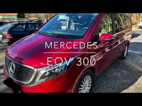 Mercedes Benz EQV 300 on the highway in winter