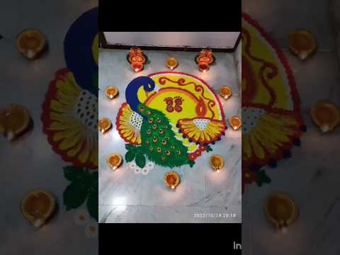 #rangoli #pecockrangoli #diya #easyrangoli #diwali