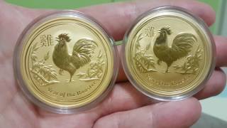 2 OZ OUNCES Gold perth mint australia lunar Rooster 2017 coin Review FIRST ON YOUTUBE!!!!