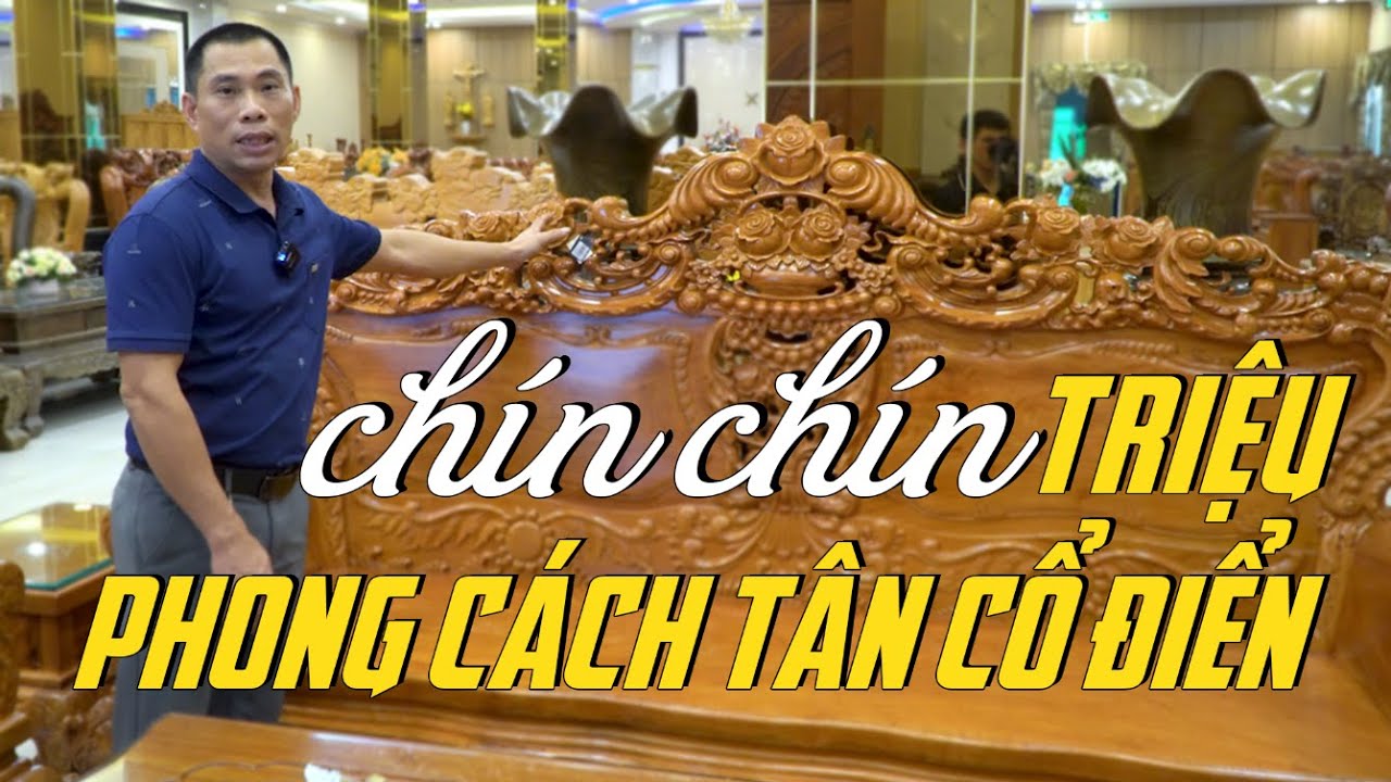 Hoàng Gia Tân Cổ Điển mặt 5 phân Gỗ Hương đá | Bộ bàn ghế phòng khách 6 món | Đồ Gỗ XUANBAC