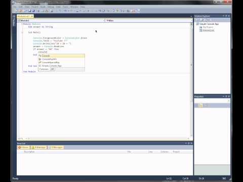 Visual Basic 2010 Simple Console Application Tutorial 1