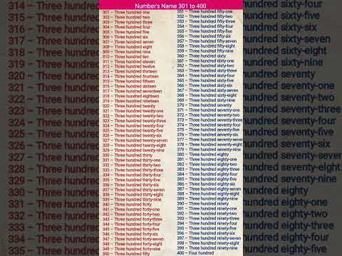 Number names 301 to 400 in english to Hundred Spelling |301 to 400 Spelling |OneCounting #timestable