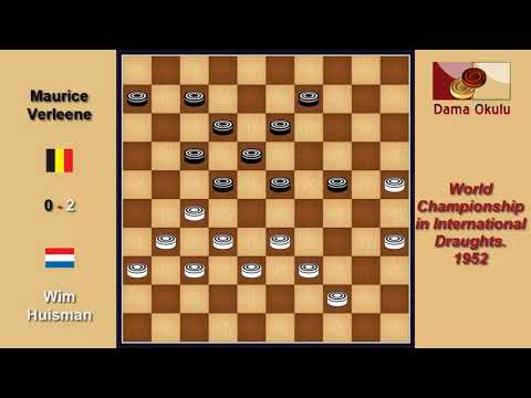 Wim Huisman (NLD) - Maurice Verleene (BEL). Draughts World Championship. 1952.