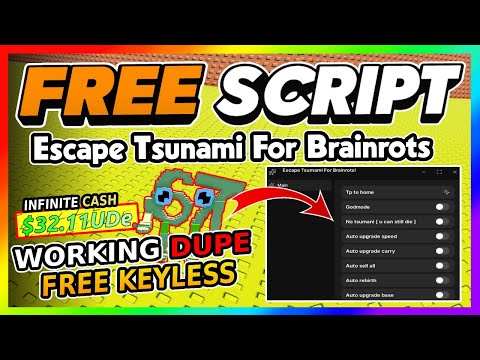 Escape Tsunami For Brainrots Script *NO KEY* - GODMODE, INFINITE CASH, DUPE + More!