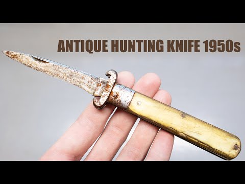 Restoring antique hunting pocket knife with buffalo horn scales. Knife restoration