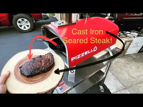 Cast Iron Seared Ribeye Steak on The Pizzello Forte Wood-Fired Pizza Oven! / Wow!!!