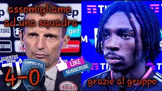 Juve vs Empoli 4-0. Interviste Allegri (assomigliamo ad una squadra) e Kean (grazie al gruppo)