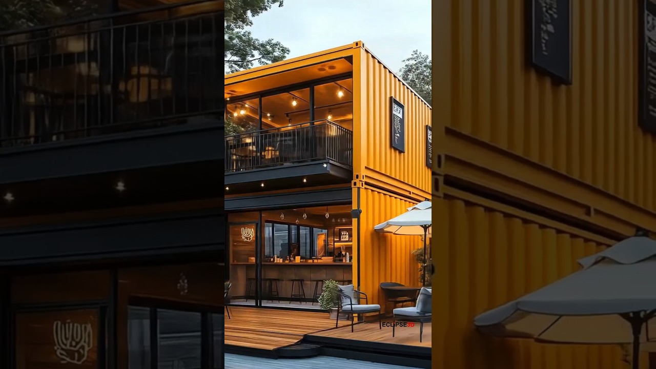 This Stunning Container Cafe Will Blow Your Mind! 🚢✨#ContainerCafe #ShippingContainerDesign #shorts