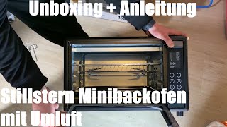 Minibackofen mit Umluft (45 Liter) Deutsche Version mit Backblechen + Zubehör Unboxing und Anleitung