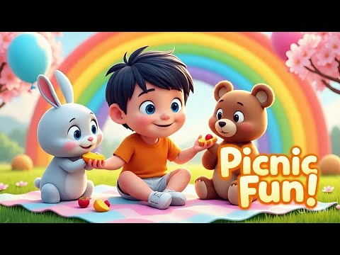 🌈 Picnic Fun for Toddlers | Learn Fruits 🍎🍌 & Sharing Game 🐇 | Mini Wonder World