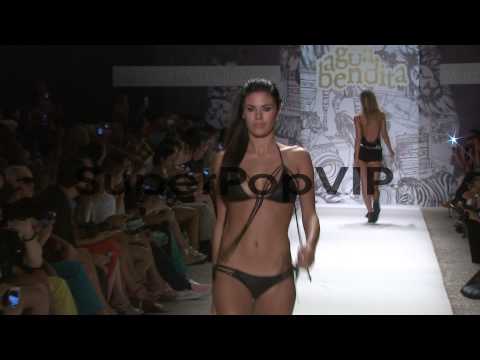 Models walk the runway during the Agua Bendita - Mercedes...