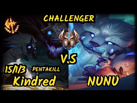 Shernfire (KINDRED) vs NUNU & WILLUMP - PENTAKILL 15/1/3 KDA JUNGLE CHALLENGER GAMEPLAY - NA