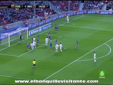 Highlights y goles F.C.Barcelona 2 Recreativo de Huelva 0 Jornada 30 temp.2009