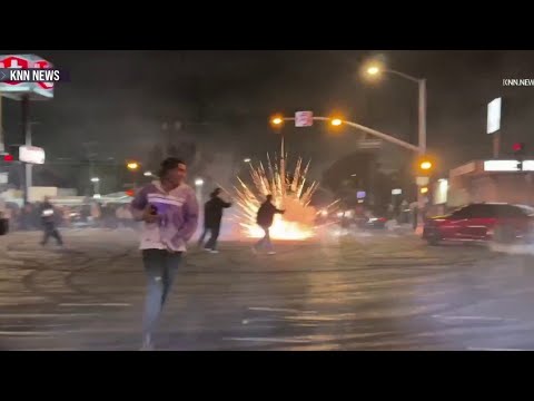 Chaos as L.A. street takeover leads to looting