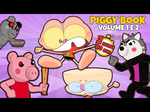 Mongo e Drongo em Piggy Book 1 e Piggy Book 2 COMPLETO - Piggy do Roblox 1 e 2 em desenho animado.