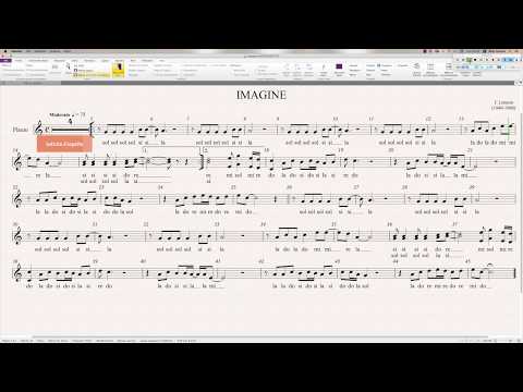 Imagine, J. Lennon - Flauto dolce video spartito (byAM)