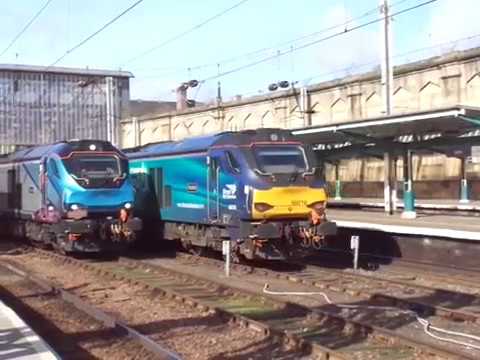 The Class 68 ‘UKLight’ Direct Rail Services (DRS) No.68016 'Fearless' was passing at Carlisle.