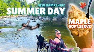 NEW HAMPSHIRE SUMMER DAY PICNIC SWIMMING IN THE WHITE MNTS | ELDRIDGE SUGAR HOUSE MAPLE SOFT SERVE