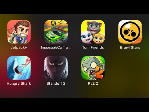 Jetpack+ Joyride,Impossible Car Tracks 3D,My Talking Tom Friends,Brawl Stars,Hungry Shark,Standoff 2